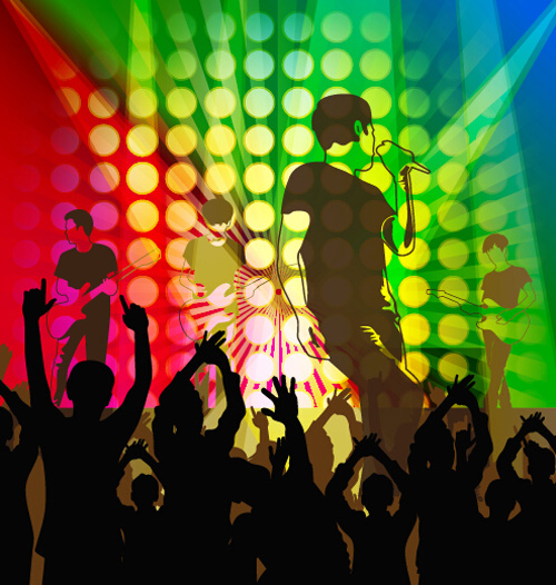 silhouetters revelry people party background 