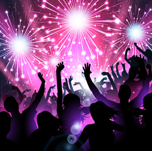 Revelry party background with people silhouetters vector 03 Revelry party background with people silhouetters vector 03