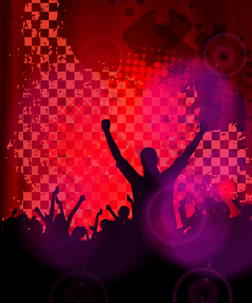 silhouetters revelry people party background 