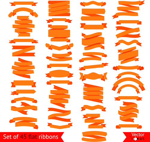 Set of flat colored ribbons vector 01 Set of flat colored ribbons vector 01