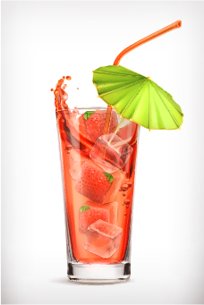 Strawberry juice with ice vector material Strawberry juice with ice vector material
