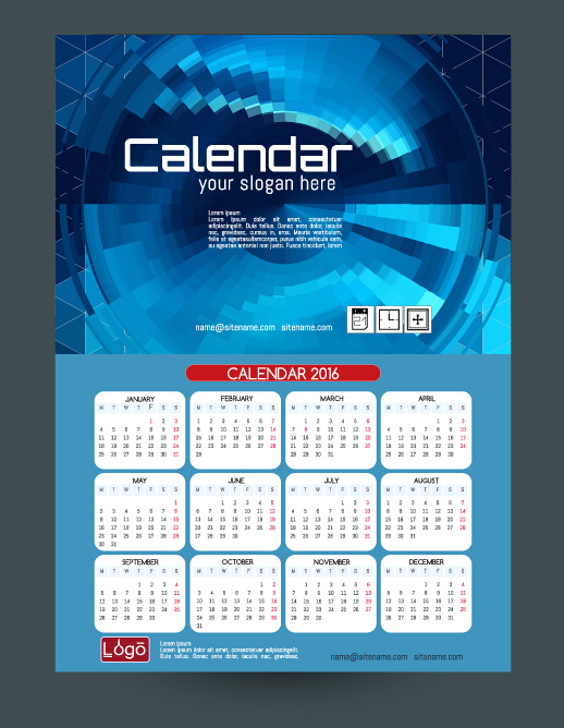 Technology background with 2016 calendar vector 05 Technology background with 2016 calendar vector 05
