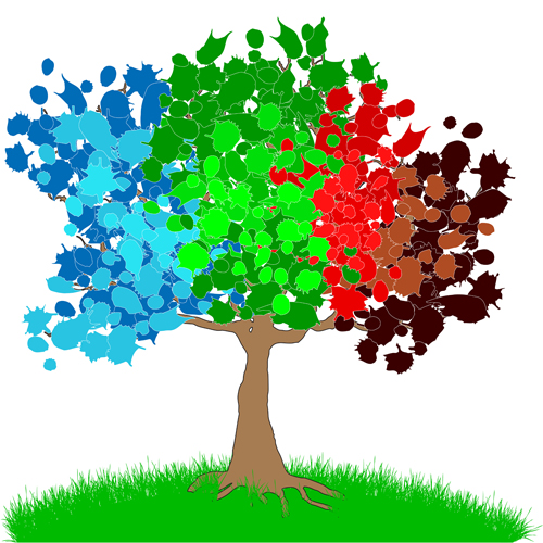 Tree with watercolor drawn vector material Tree with watercolor drawn vector material