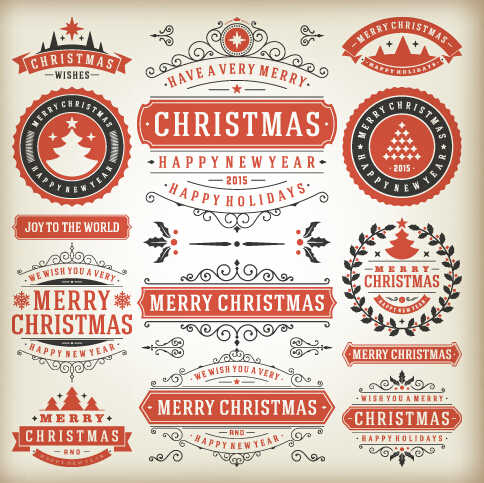 Vintage 2015 christmas labels creative vector 01 Vintage 2015 christmas labels creative vector 01