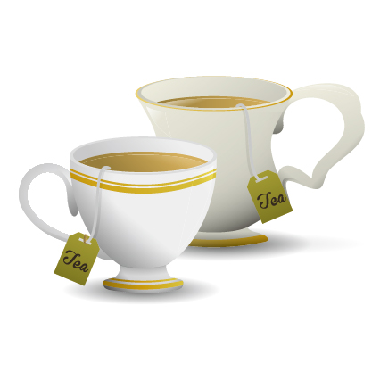 White porcelain cup with tea vector