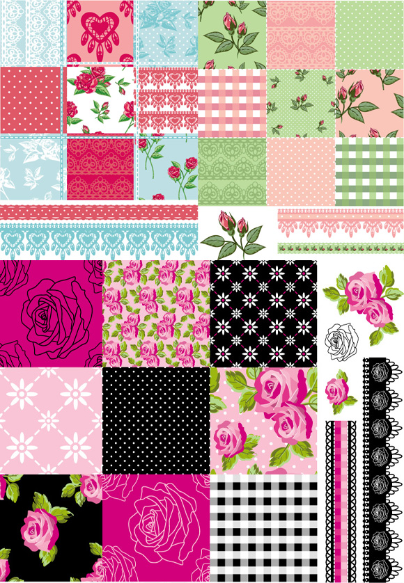 Elements of flower pattern background art vector Elements of flower pattern background art vector