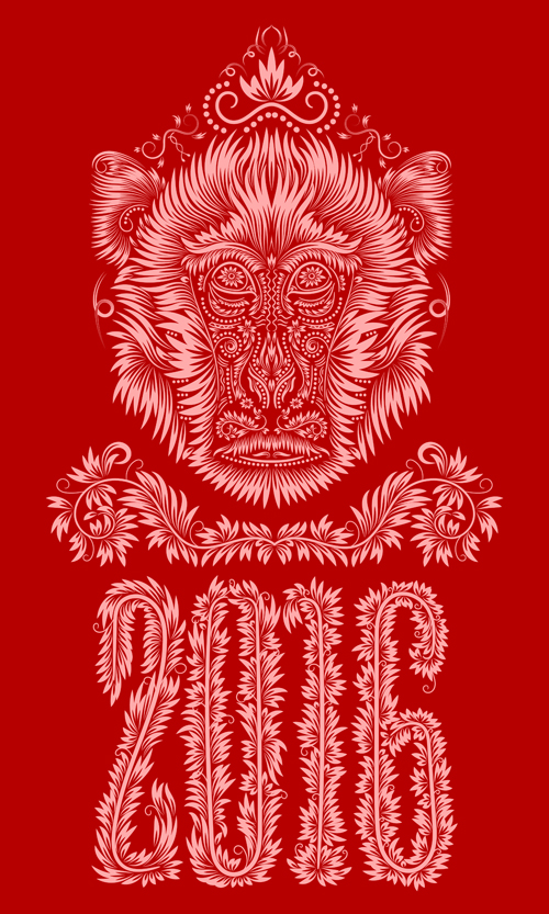 2016 monkey floral pattern design vector 01 2016 monkey floral pattern design vector 01