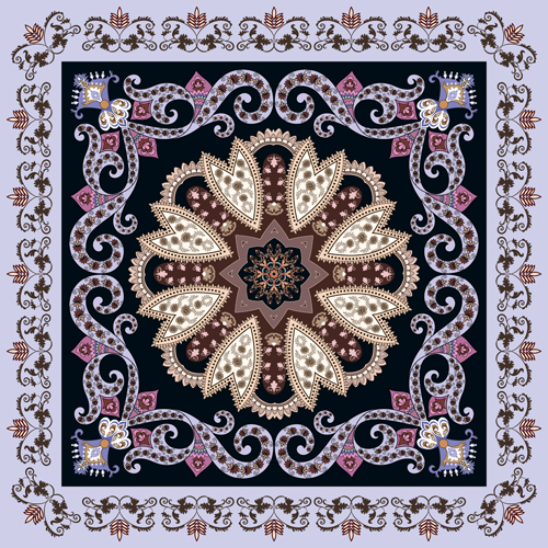 Bandanna pattern ornament design vector material 01