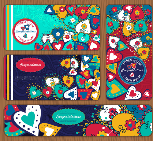 Banners doodle with heart vector 01 Banners doodle with heart vector 01