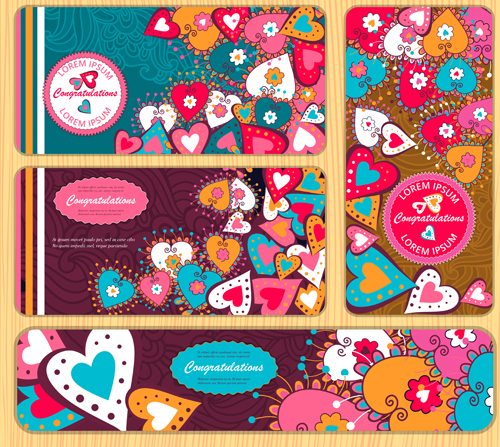 Banners doodle with heart vector 02 Banners doodle with heart vector 02