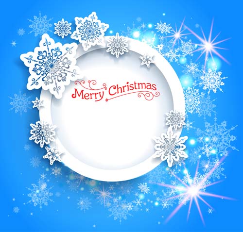Beautiful christmas snowflake with blue background vector