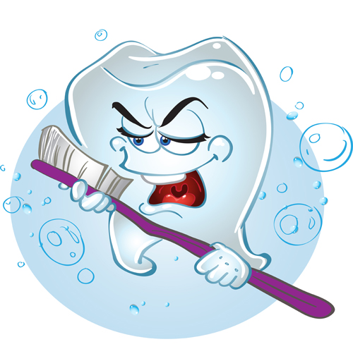 Cartoon singing tooth vector material