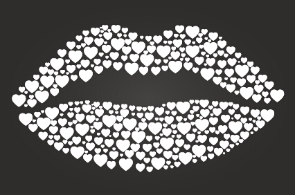 Chalkboard lips with heart vector Chalkboard lips with heart vector