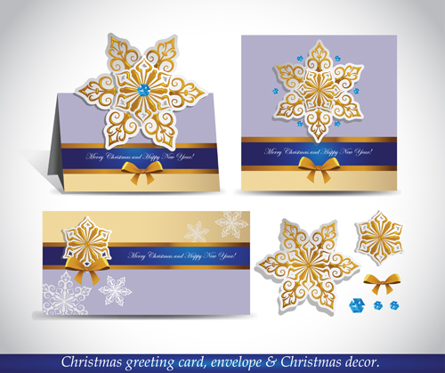 Christmas greeting card envelope with christmas decorative vector 03 Christmas greeting card envelope with christmas decorative vector 03