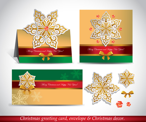 Christmas greeting card envelope with christmas decorative vector 04 Christmas greeting card envelope with christmas decorative vector 04