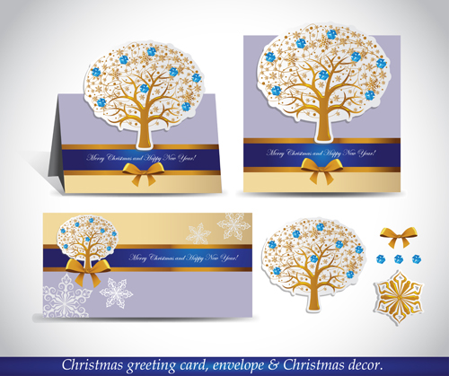 Christmas greeting card envelope with christmas decorative vector 05 Christmas greeting card envelope with christmas decorative vector 05