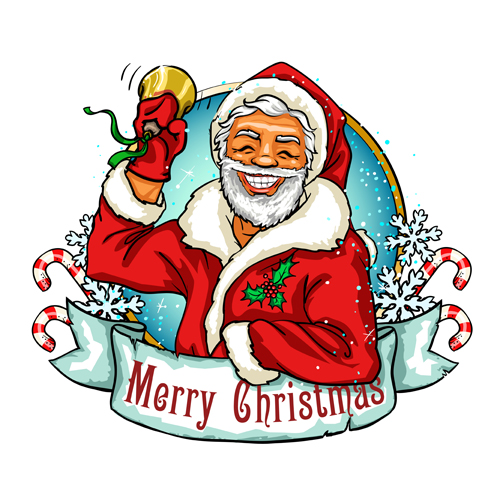 Christmas labels with santa vector material 01 Christmas labels with santa vector material 01
