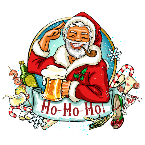Christmas labels with santa vector material 02 Christmas labels with santa vector material 02