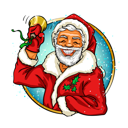 Christmas labels with santa vector material 04 Christmas labels with santa vector material 04