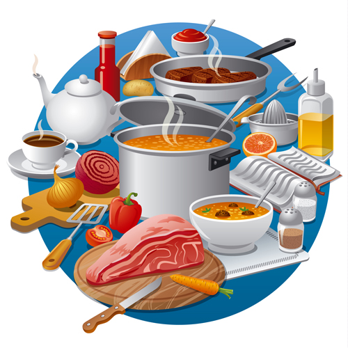 Cooking food design elements vectors 01 Cooking food design elements vectors 01