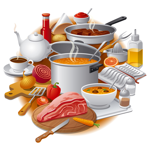 Cooking food design elements vectors 02 Cooking food design elements vectors 02
