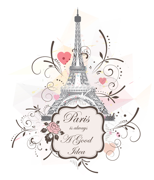 Eiffel tower with abstract background vector 02 Eiffel tower with abstract background vector 02