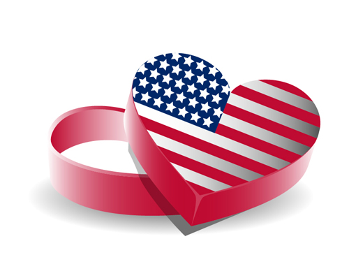 Flag with heart box vector