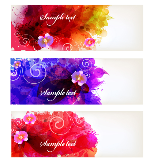watercolor flower banners 