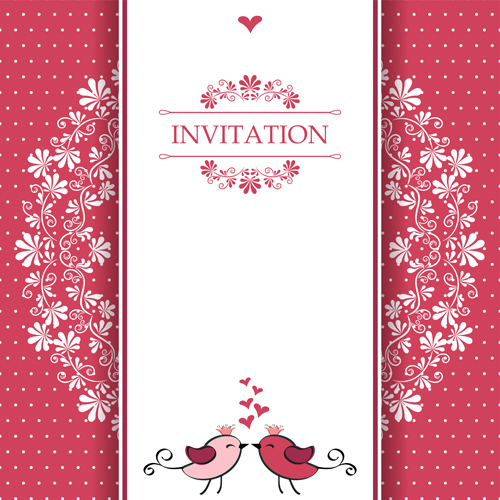 Love with birds wedding invitation card vector Love with birds wedding invitation card vector