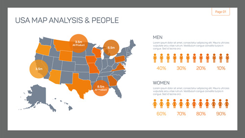 Map with infographic business templates vector 11