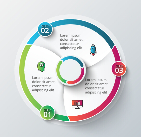 Modern circular infographics vector design set 03