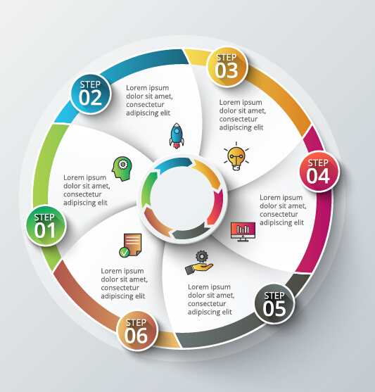 Modern circular infographics vector design set 04