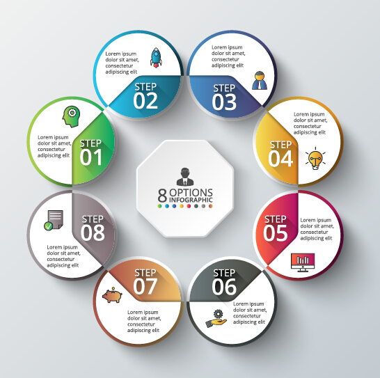 Modern circular infographics vector design set 05