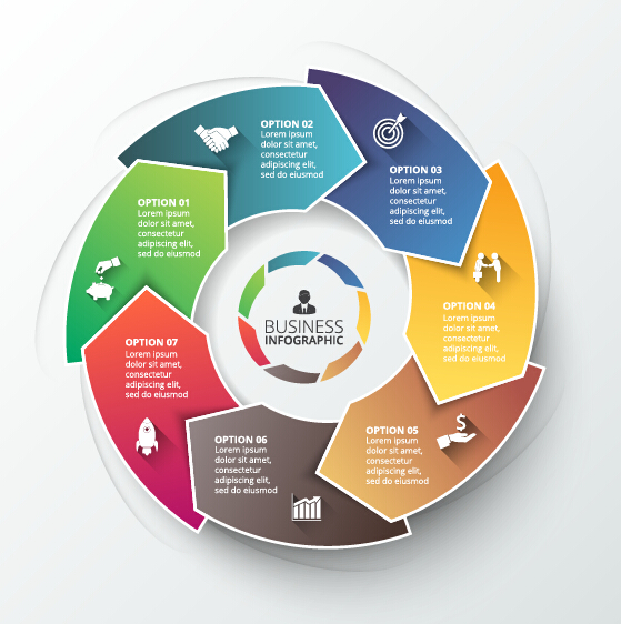 Modern circular infographics vector design set 08 Modern circular infographics vector design set 08