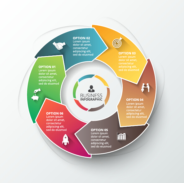 Modern circular infographics vector design set 10