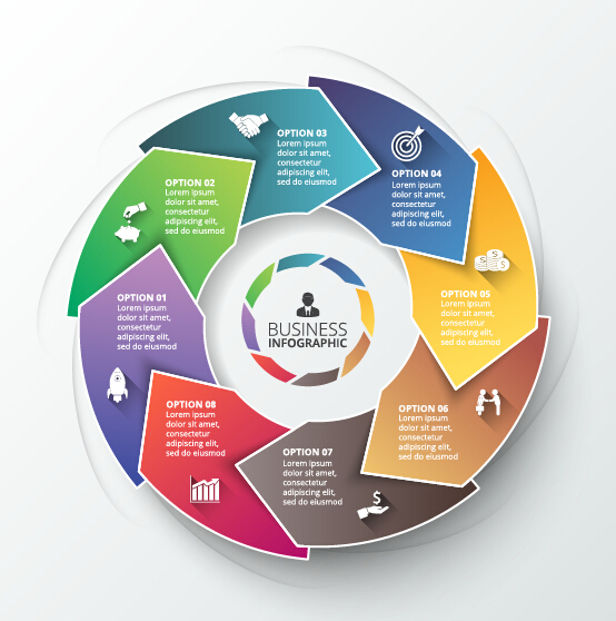 Modern circular infographics vector design set 12 Modern circular infographics vector design set 12
