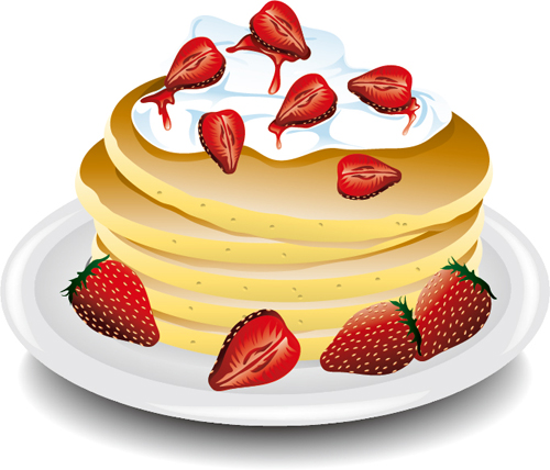 Pancake with strawberry vector material 03 Pancake with strawberry vector material 03
