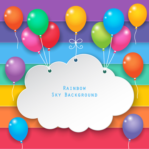 Paper cloud birthday cards vector set 03 Paper cloud birthday cards vector set 03