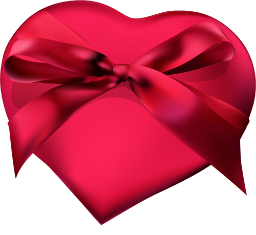 Red heart box with ornate bow vector Red heart box with ornate bow vector