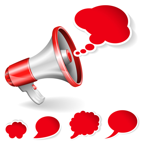 Red megaphone with text bubbles vector Red megaphone with text bubbles vector