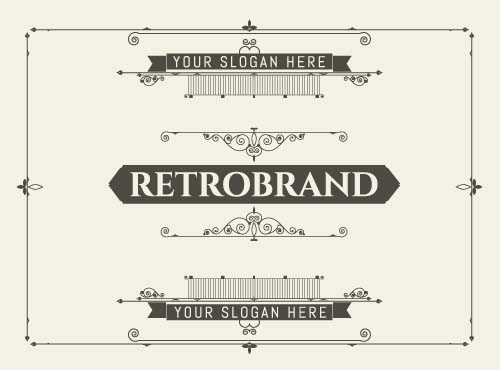 Retro brand card with ornaments frame vector 02