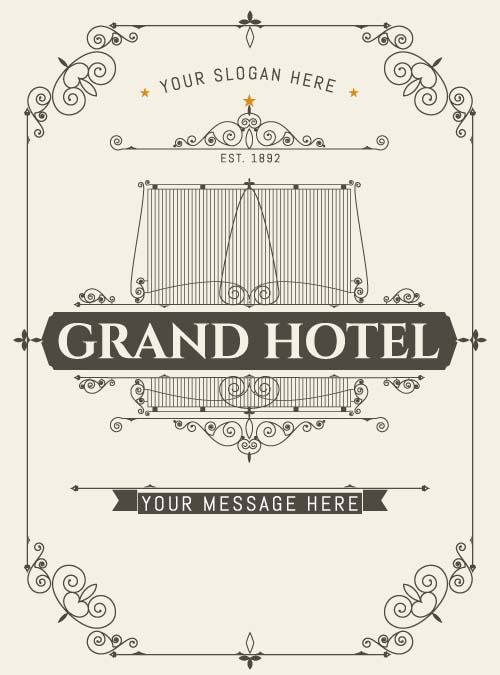 Retro brand card with ornaments frame vector 03