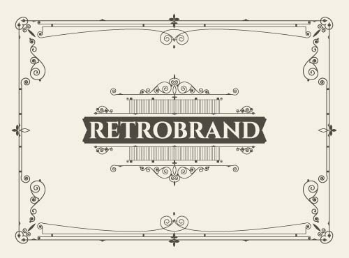 Retro brand card with ornaments frame vector 05