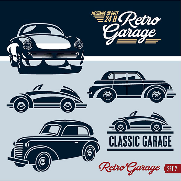Retro font logos garage creative 