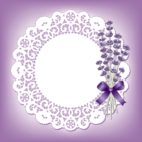 Round lace with blue flower vector Round lace with blue flower vector