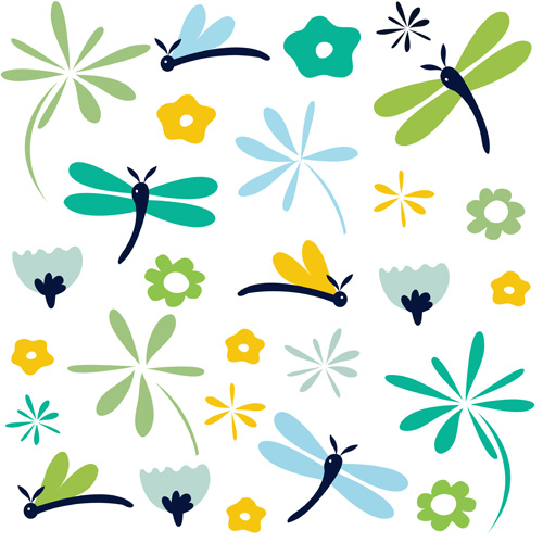 Simple dragonfly seamless pattern vector 01 Simple dragonfly seamless pattern vector 01