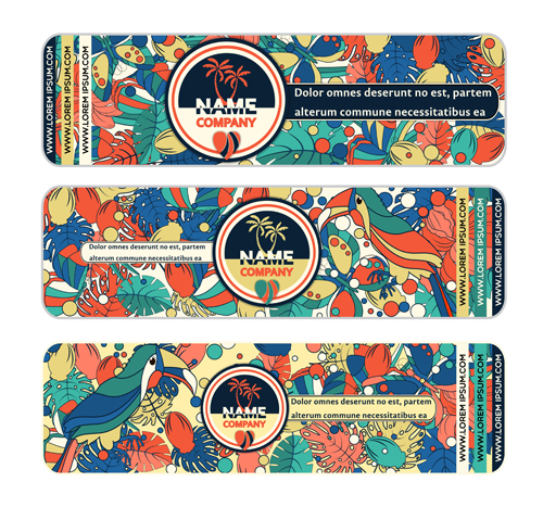 Tropical birds hand drawn banners vector 03 Tropical birds hand drawn banners vector 03