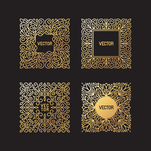 Vector frames golden vintage design 01 Vector frames golden vintage design 01