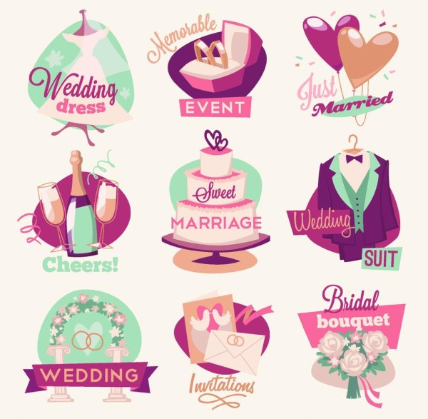 Wedding celebrations logos vector graphics Wedding celebrations logos vector graphics