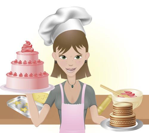 happy mom with cake vector happy mom with cake vector